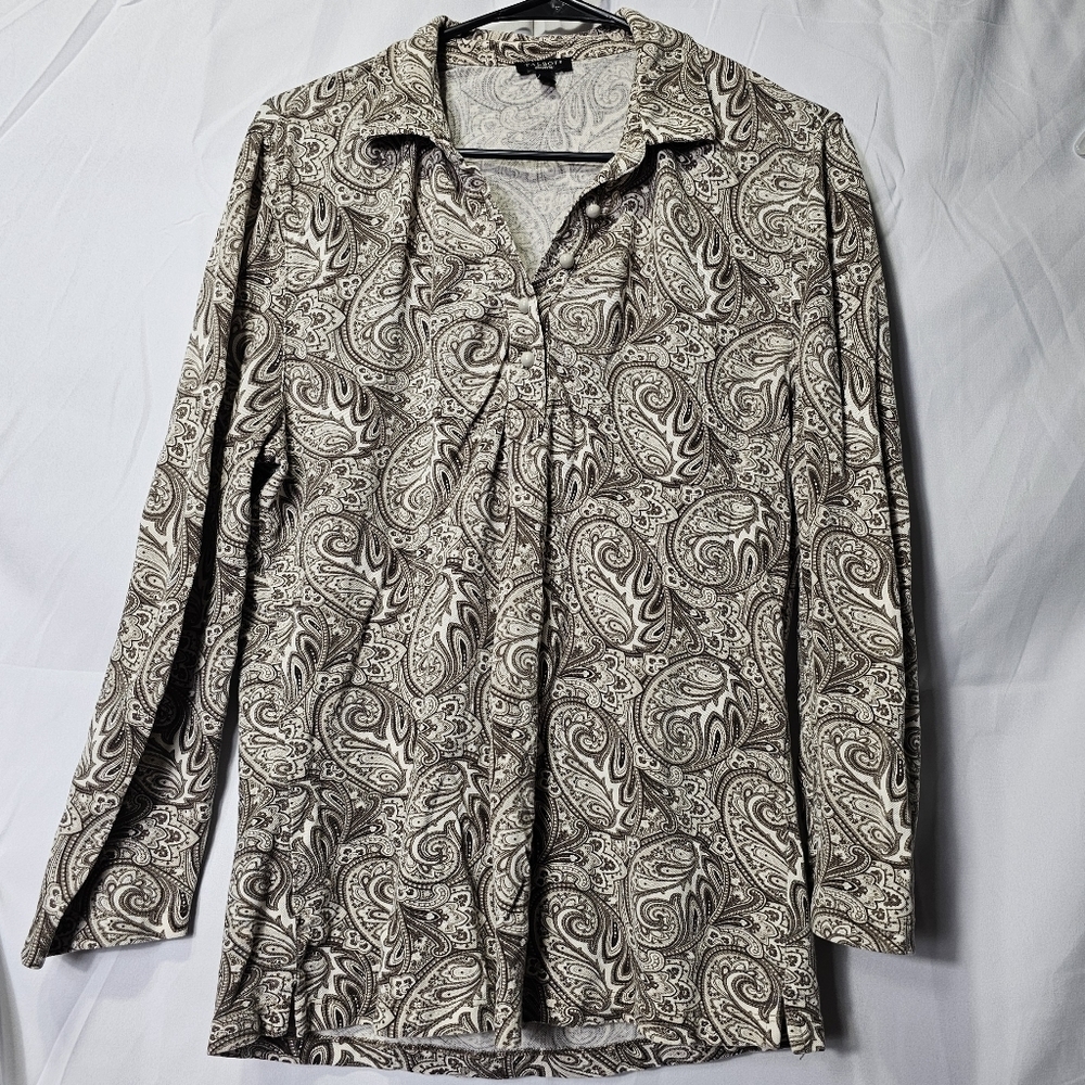 Talbots Button-Down Blouse Smooth Rounded Buttons… - image 1